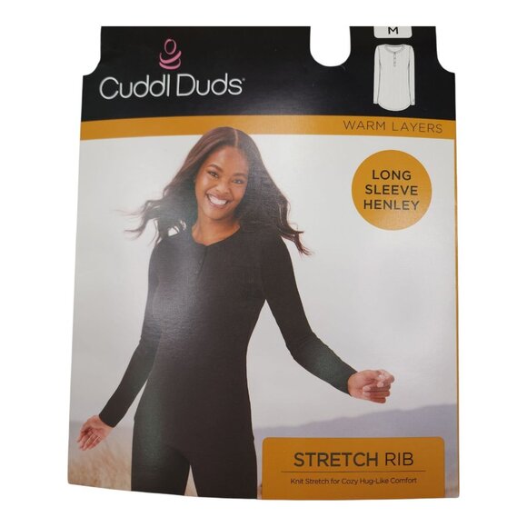 Cuddl Duds Womens Long Sleeve Henley Stretch Rib Knit Top Medium Charcoal - Picture 4 of 10